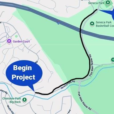 Map of path connecting Cherokee and Seneca parks - 10.26.25